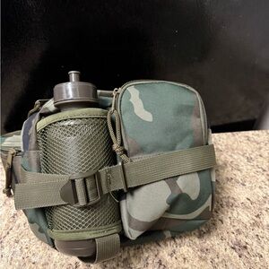 Camouflage Waist Bag with Water Bottle Holder
